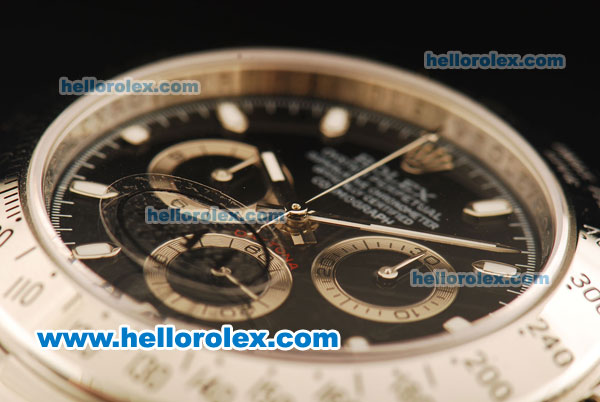 Rolex Daytona II Chronograph Swiss Valjoux 7750 Automatic Movement Full Steel with Black Dial and White Markers - Click Image to Close
